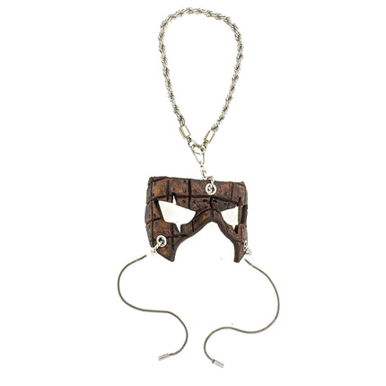 Grid Leather Mini Mask – Handcrafted Charm for Rearview Mirrors, Handbags, Lanyards, Party Favors & More