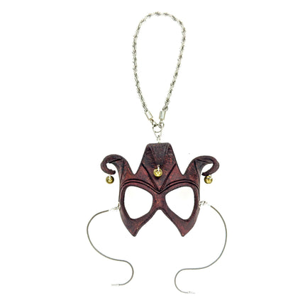 Court Jester - 3 Point Leather Mini Mask – Handcrafted Charm for Rearview Mirrors, Handbags, Lanyards, Party Favors & More