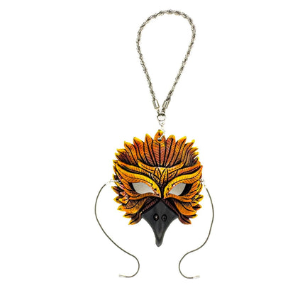Elegant Raven Leather Mini Mask – Handcrafted Charm for Rearview Mirrors, Handbags, Lanyards, Party Favors & More