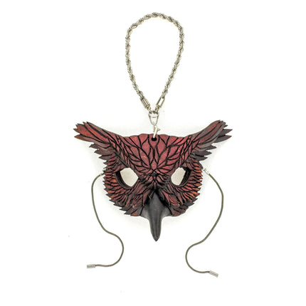 Wise Owl Leather Mini Mask – Handcrafted Charm for Rearview Mirrors, Handbags, Lanyards, Party Favors & More