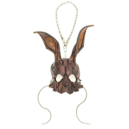 Graceful Bunny Leather Mini Mask – Handcrafted Charm for Rearview Mirrors, Handbags, Lanyards, Party Favors & More