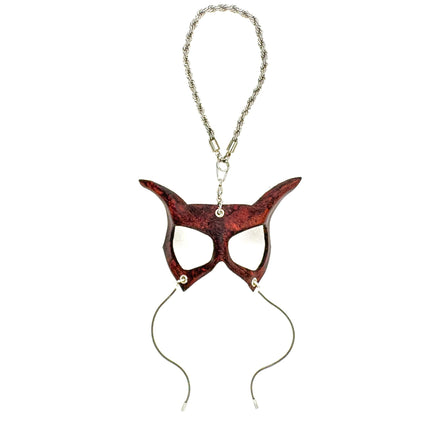 Curious Cat Leather Mini Mask – Handcrafted Charm for Rearview Mirrors, Handbags, Lanyards, Party Favors & More