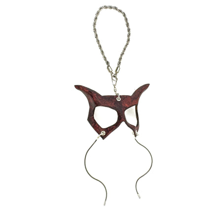 Curious Cat Leather Mini Mask – Handcrafted Charm for Rearview Mirrors, Handbags, Lanyards, Party Favors & More