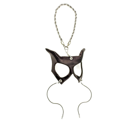 Curious Cat Leather Mini Mask – Handcrafted Charm for Rearview Mirrors, Handbags, Lanyards, Party Favors & More