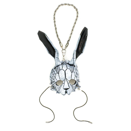 Geometric Bunny Leather Mini Mask – Handcrafted Charm for Rearview Mirrors, Handbags, Lanyards, Party Favors & More