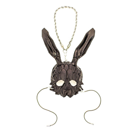 Geometric Bunny Leather Mini Mask – Handcrafted Charm for Rearview Mirrors, Handbags, Lanyards, Party Favors & More