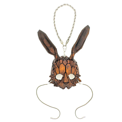 Geometric Bunny Leather Mini Mask – Handcrafted Charm for Rearview Mirrors, Handbags, Lanyards, Party Favors & More