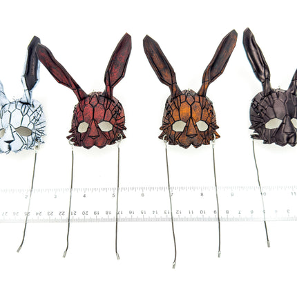 Geometric Bunny Leather Mini Mask – Handcrafted Charm for Rearview Mirrors, Handbags, Lanyards, Party Favors & More