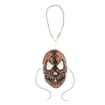 Menacing Skull Leather Mini Mask – Handcrafted Charm for Rearview Mirrors, Handbags, Lanyards, Party Favors & More