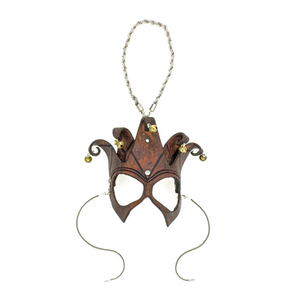 Court Jester - 5 Point Leather Mini Mask – Handcrafted Charm for Rearview Mirrors, Handbags, Lanyards, Party Favors & More