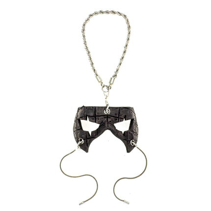 Grid Leather Mini Mask – Handcrafted Charm for Rearview Mirrors, Handbags, Lanyards, Party Favors & More
