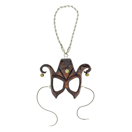 Court Jester - 3 Point Leather Mini Mask – Handcrafted Charm for Rearview Mirrors, Handbags, Lanyards, Party Favors & More