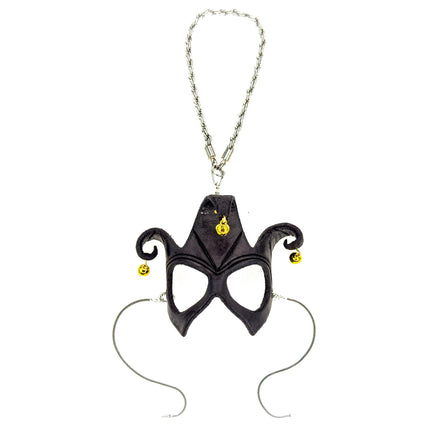 Court Jester - 3 Point Leather Mini Mask – Handcrafted Charm for Rearview Mirrors, Handbags, Lanyards, Party Favors & More