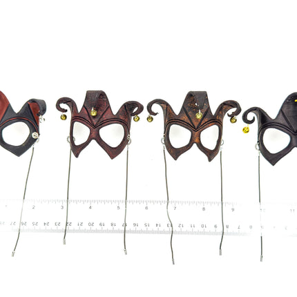 Court Jester - 3 Point Leather Mini Mask – Handcrafted Charm for Rearview Mirrors, Handbags, Lanyards, Party Favors & More