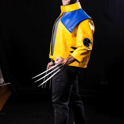 Rivals Wolverine Yellow Leather Jacket Inspired by the Attack of the Sentinels Wolverine Jacket Cosplay