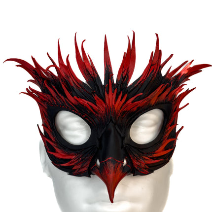 Layered Red Phoenix Handmade Genuine Leather Mask