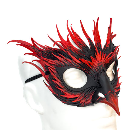 Layered Red Phoenix Handmade Genuine Leather Mask