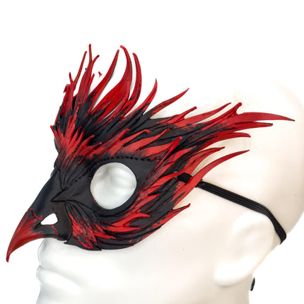 Layered Red Phoenix Handmade Genuine Leather Mask