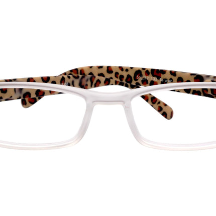 Xena, (Premium) Reading Glasses, Square Readers Clear Frosted +1.25.. +6 High / Strong Magnifying Eyeglasses (Brown Leopard) NY Fifth Avenue