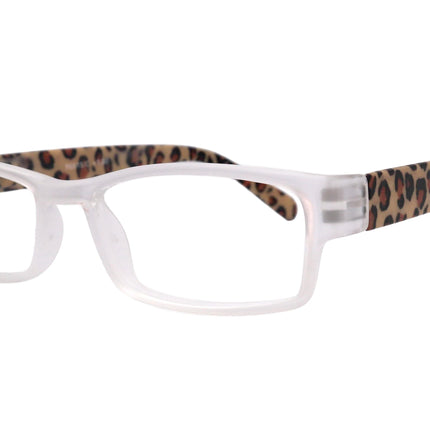Xena, (Premium) Reading Glasses, Square Readers Clear Frosted +1.25.. +6 High / Strong Magnifying Eyeglasses (Brown Leopard) NY Fifth Avenue