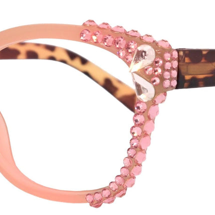 Savannah, (Bling) Women Reading Glasses W (2X line) (Light Rose, Rose, Teardrop)Genuine European Crystals.  (Pink) NY Fifth Avenue.