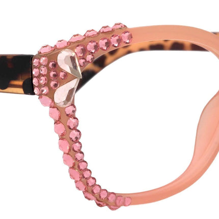 Savannah, (Bling) Women Reading Glasses W (2X line) (Light Rose, Rose, Teardrop)Genuine European Crystals.  (Pink) NY Fifth Avenue.
