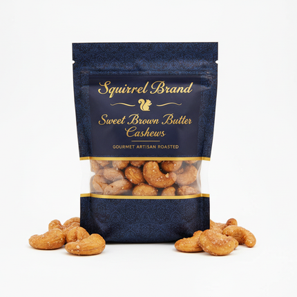 Squirrel Brand Sweet Brown Butter Cashews - Gourmet Artisan Nuts (3.5 oz)