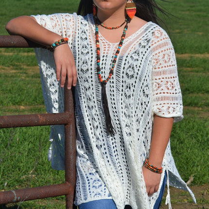 **Multi-Colored Turquoise Necklace with Wood Beads & Leather Tassel 236B