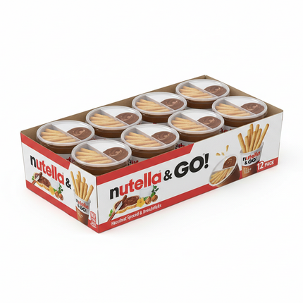 Nutella & GO! - Hazelnut Spread with Breadsticks, 12 Pack Snack Cups (1.8 oz Each)