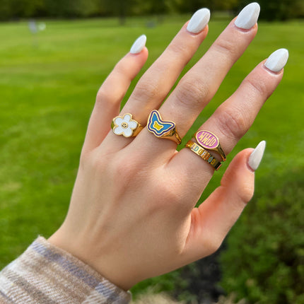 Pink Enamel WWJD Ring