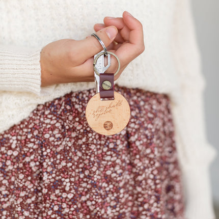 Inherit Rejoice Wood Keychain