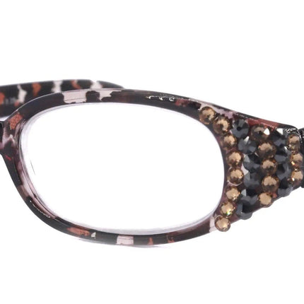 Isabella, (Bling) Reading Glasses Women W Genuine European Crystals NY Fifth Avenue (Wide Frame)