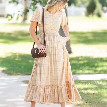 Isabella Windowpane Maxi Dress - FINAL SALE