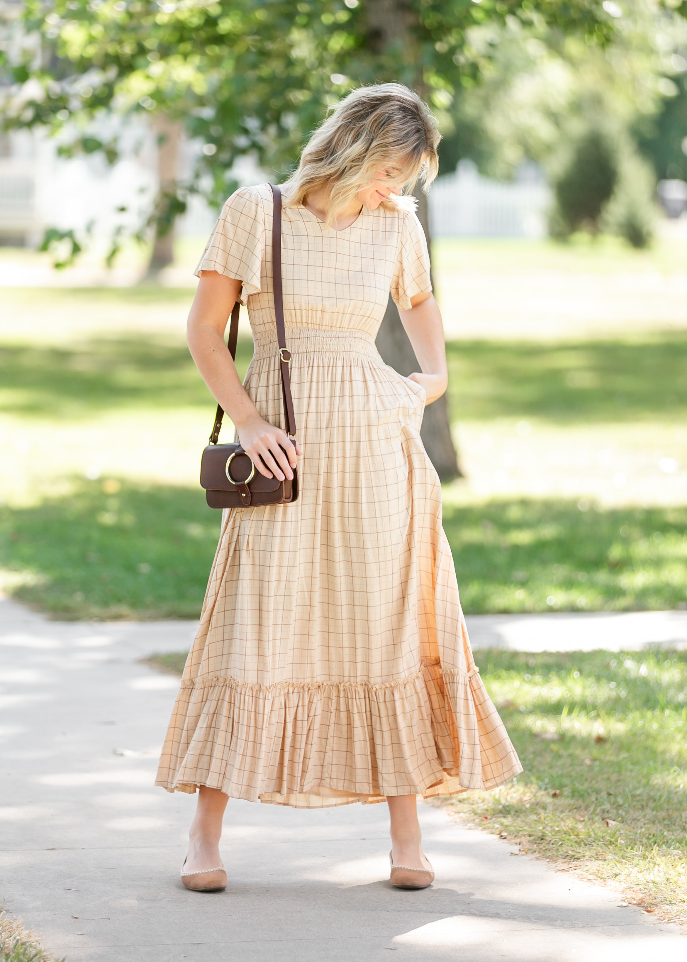 Isabella Windowpane Maxi Dress - FINAL SALE
