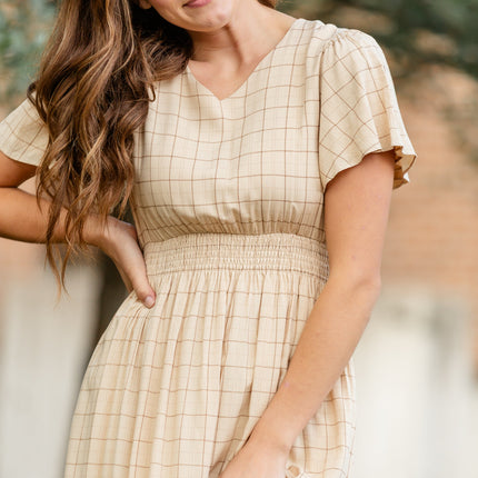 Isabella Windowpane Maxi Dress - FINAL SALE