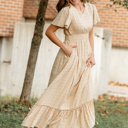 Isabella Windowpane Maxi Dress - FINAL SALE