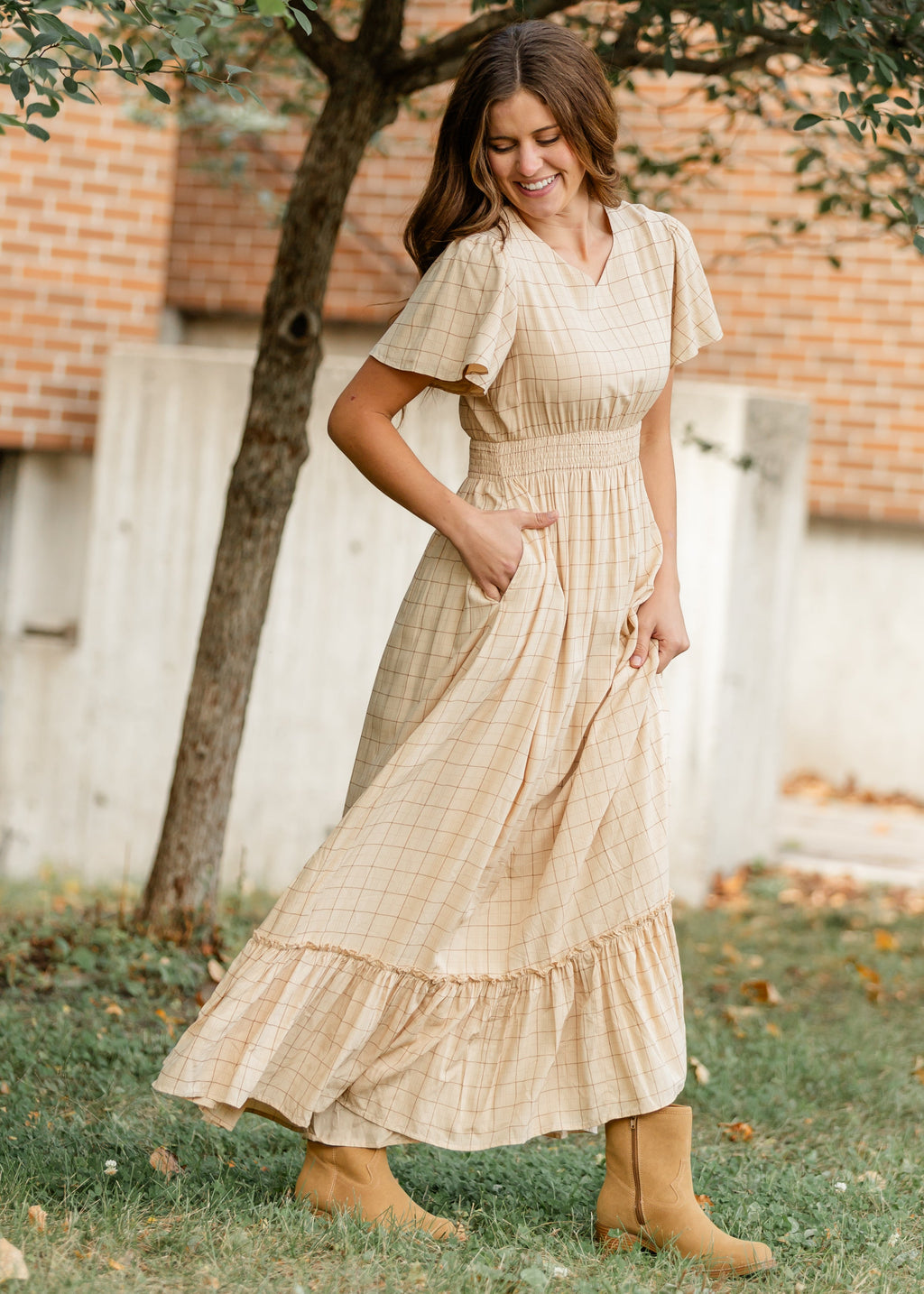 Isabella Windowpane Maxi Dress - FINAL SALE