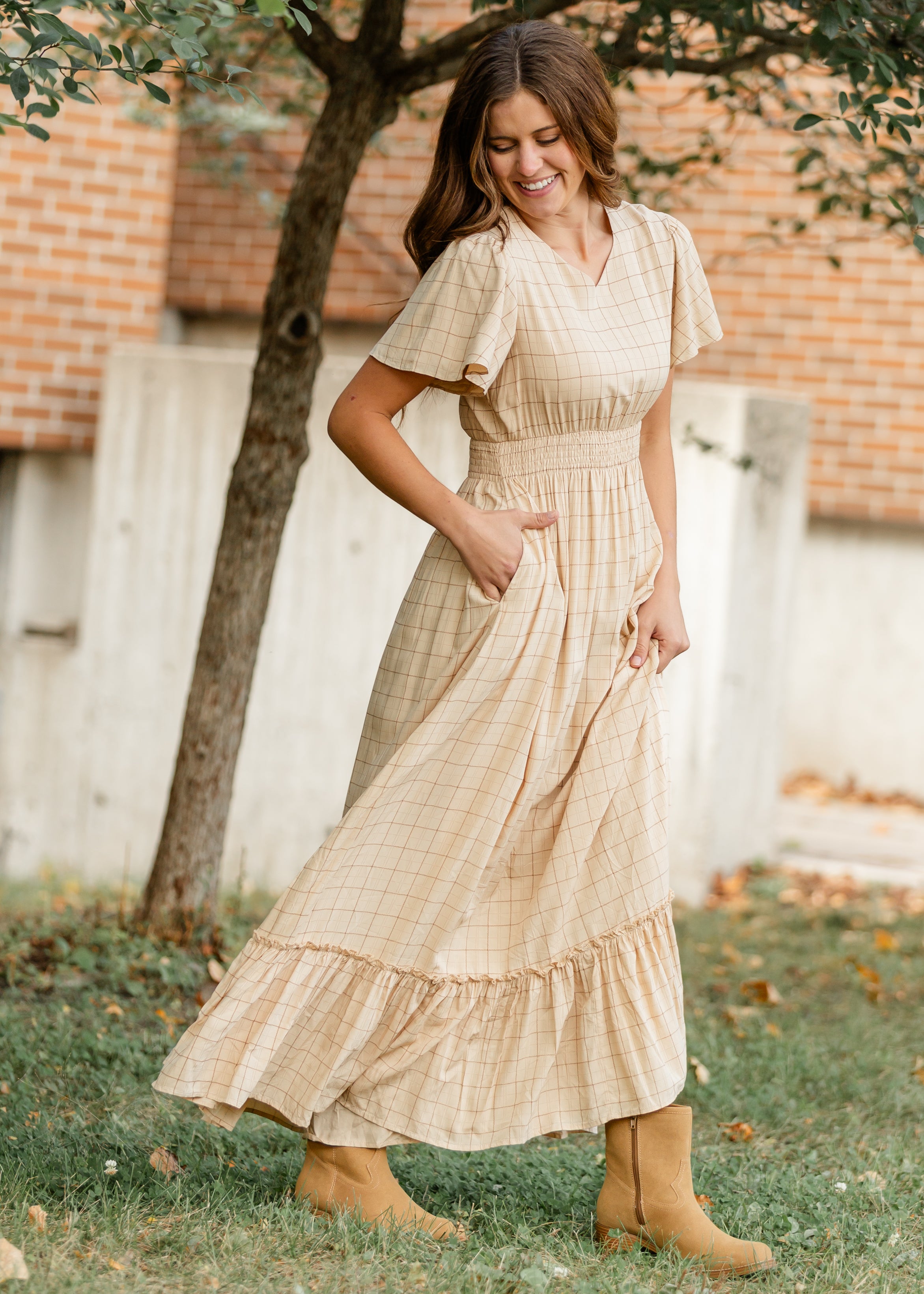 Isabella Windowpane Maxi Dress - FINAL SALE