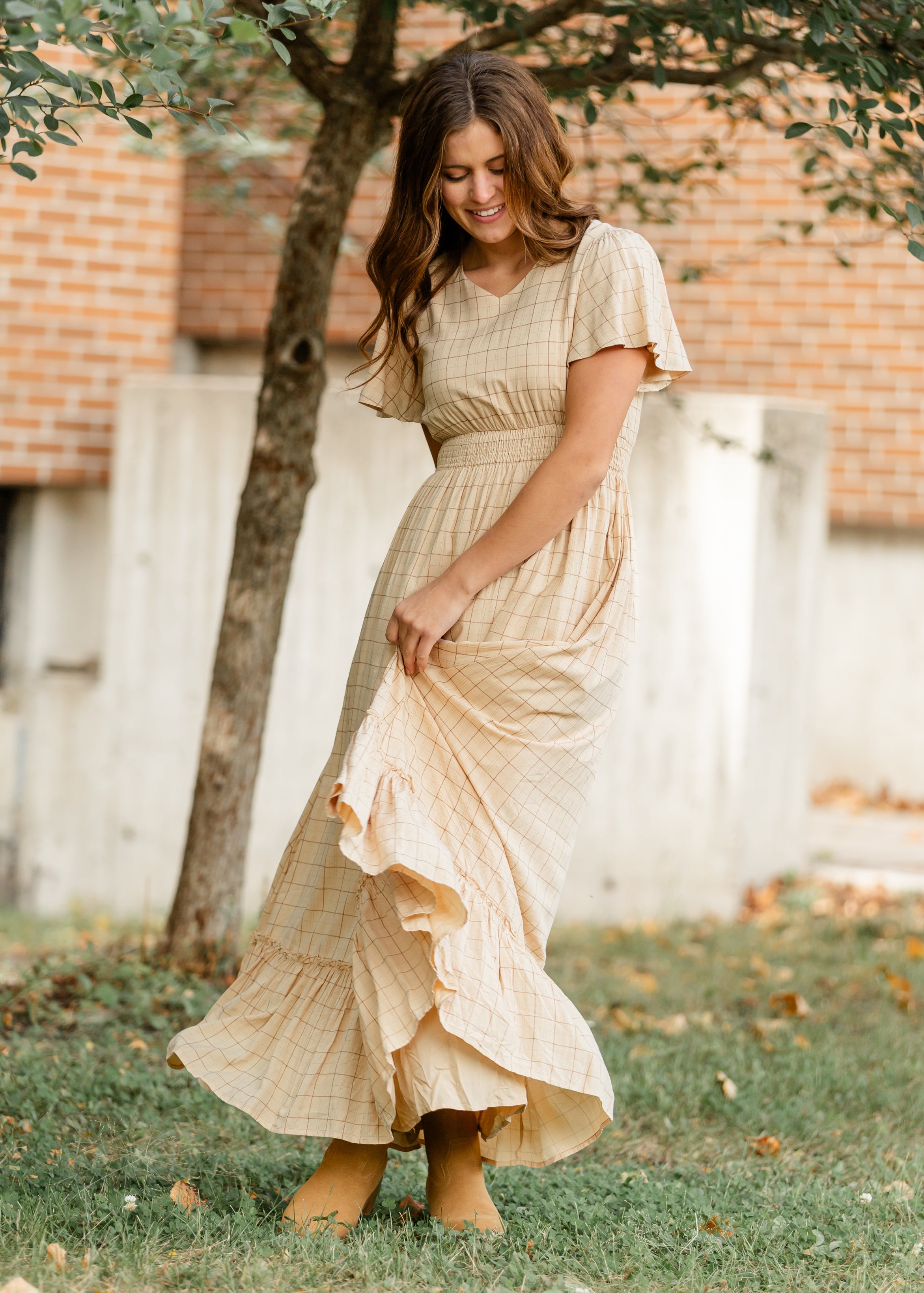 Isabella Windowpane Maxi Dress - FINAL SALE