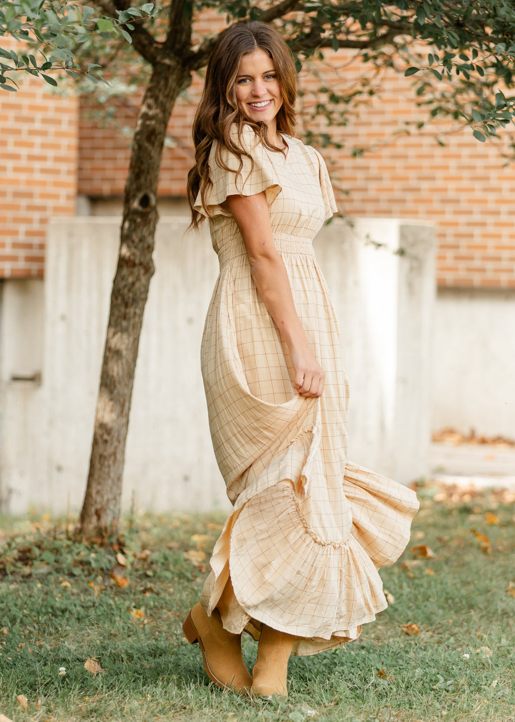 Isabella Windowpane Maxi Dress - FINAL SALE