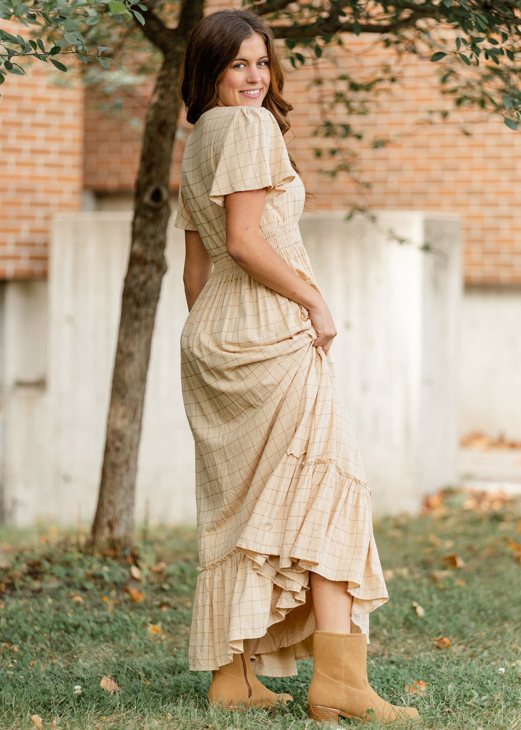 Isabella Windowpane Maxi Dress - FINAL SALE