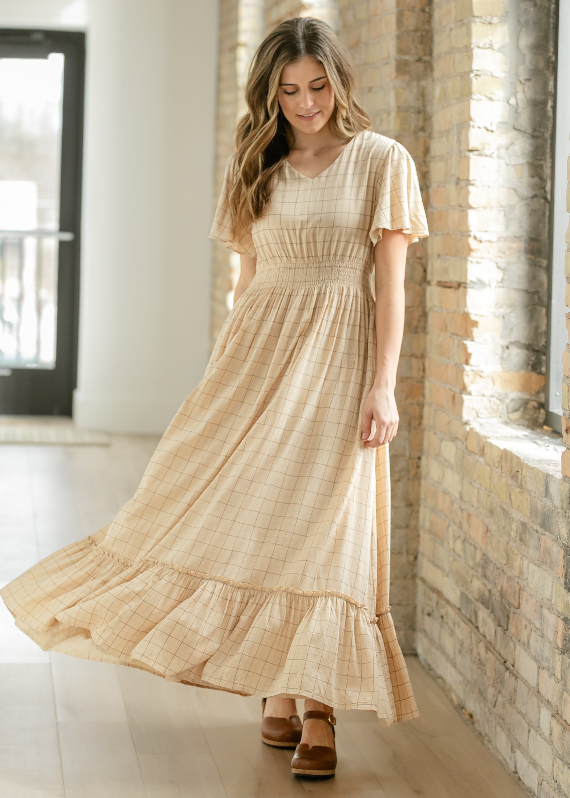 Isabella Windowpane Maxi Dress - FINAL SALE