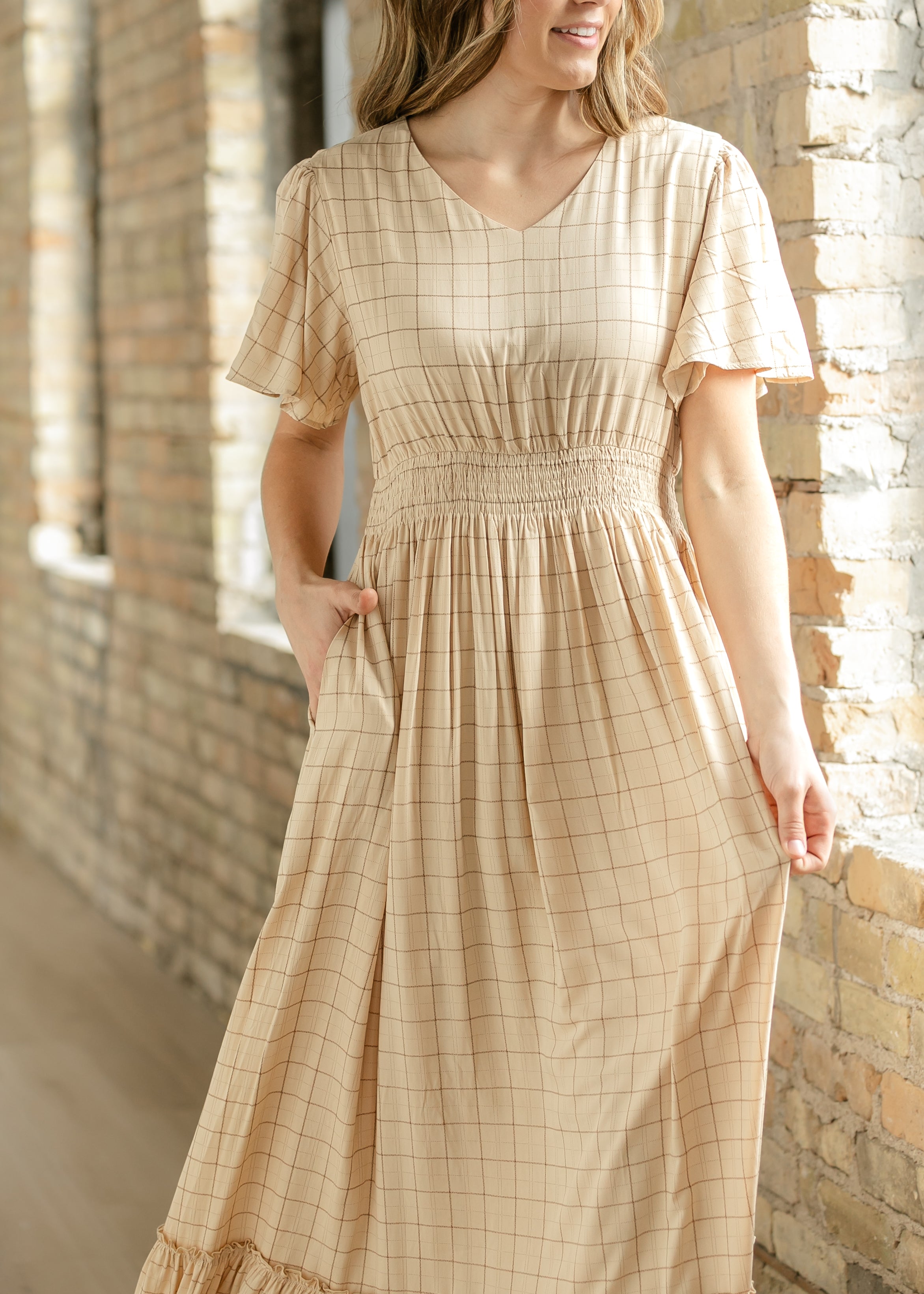 Isabella Windowpane Maxi Dress - FINAL SALE