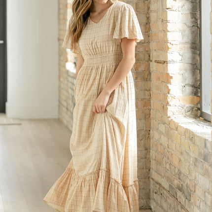 Isabella Windowpane Maxi Dress - FINAL SALE