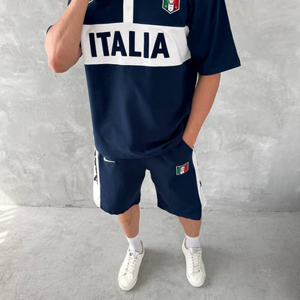 Italia Inspired Men's Polo & Shorts Set – Athletic Heritage with Bold National Style