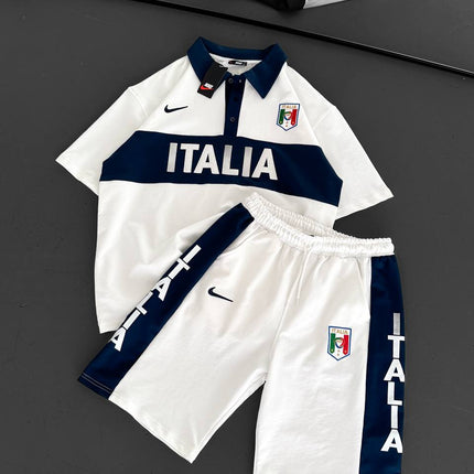 Italia Inspired Men's Polo & Shorts Set – Athletic Heritage with Bold National Style