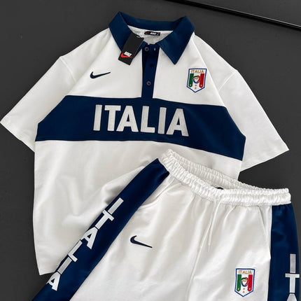 Italia Inspired Men's Polo & Shorts Set – Athletic Heritage with Bold National Style