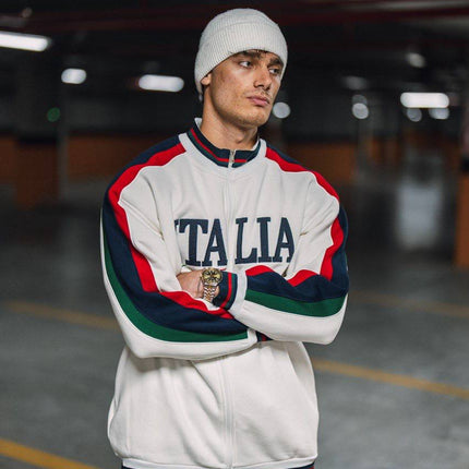 Italia Full-Zip Track Jacket - White with Red and Navy Accents