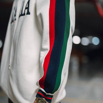 Italia Full-Zip Track Jacket - White with Red and Navy Accents
