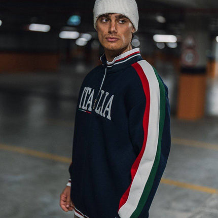 Italia Full-Zip Track Jacket - White with Red and Navy Accents